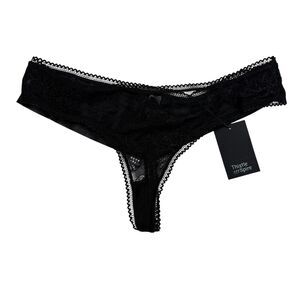 Thistle And Spire Black Thong Panties XL Lace Eyelash Mirage Sexy Boudoir